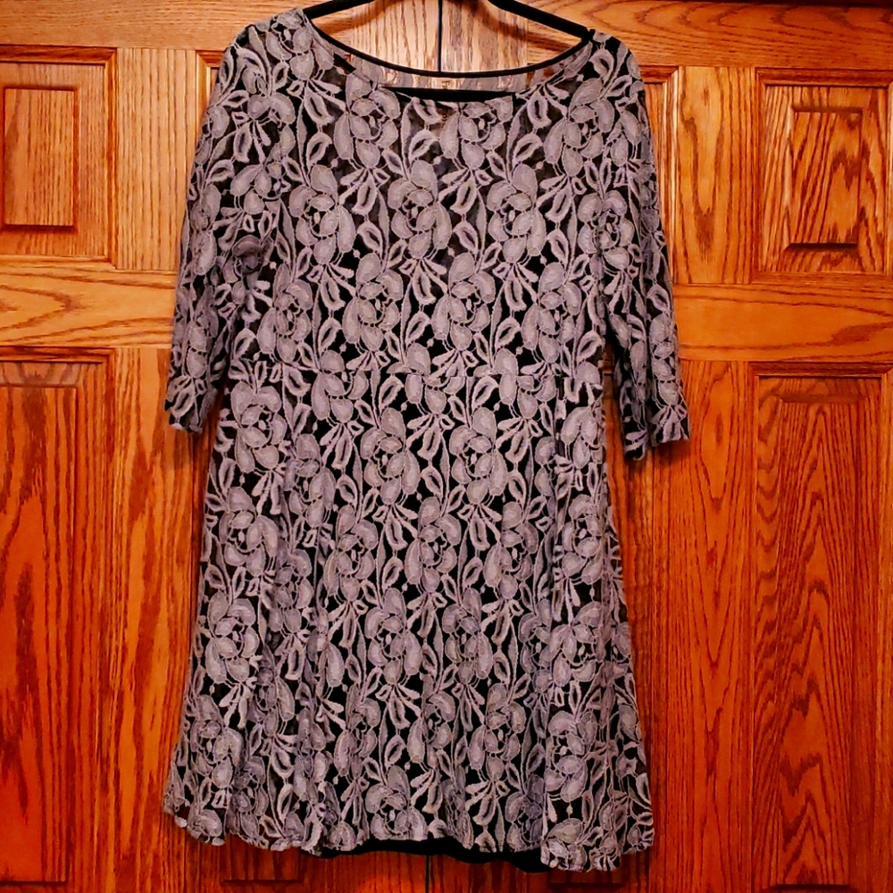 Free People Grey-Lace Dress